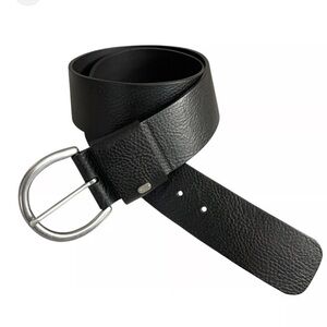 Ralph Lauren Black Leather Belt with Silver Buckle